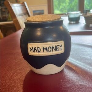 Navy and White Mad Money Jar